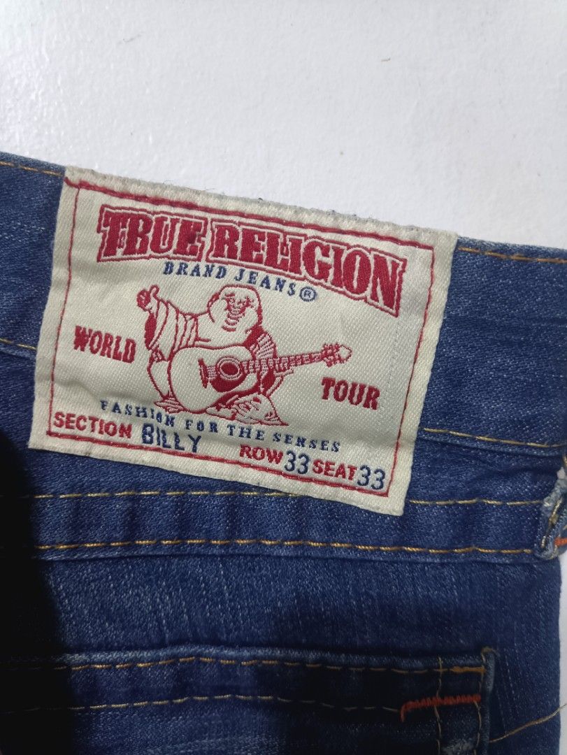 True religion boot cut jeans (Category: Jeans) located in Muntinlupa City. Submitted by kamiseta01 (Listing ID 1455222337, Image 3). Description: authentic Y2K TURE RELIGION billy bootcut denim jeans made in USA size 33 tag measurement 36 semi stretch factory distress excellent condition.