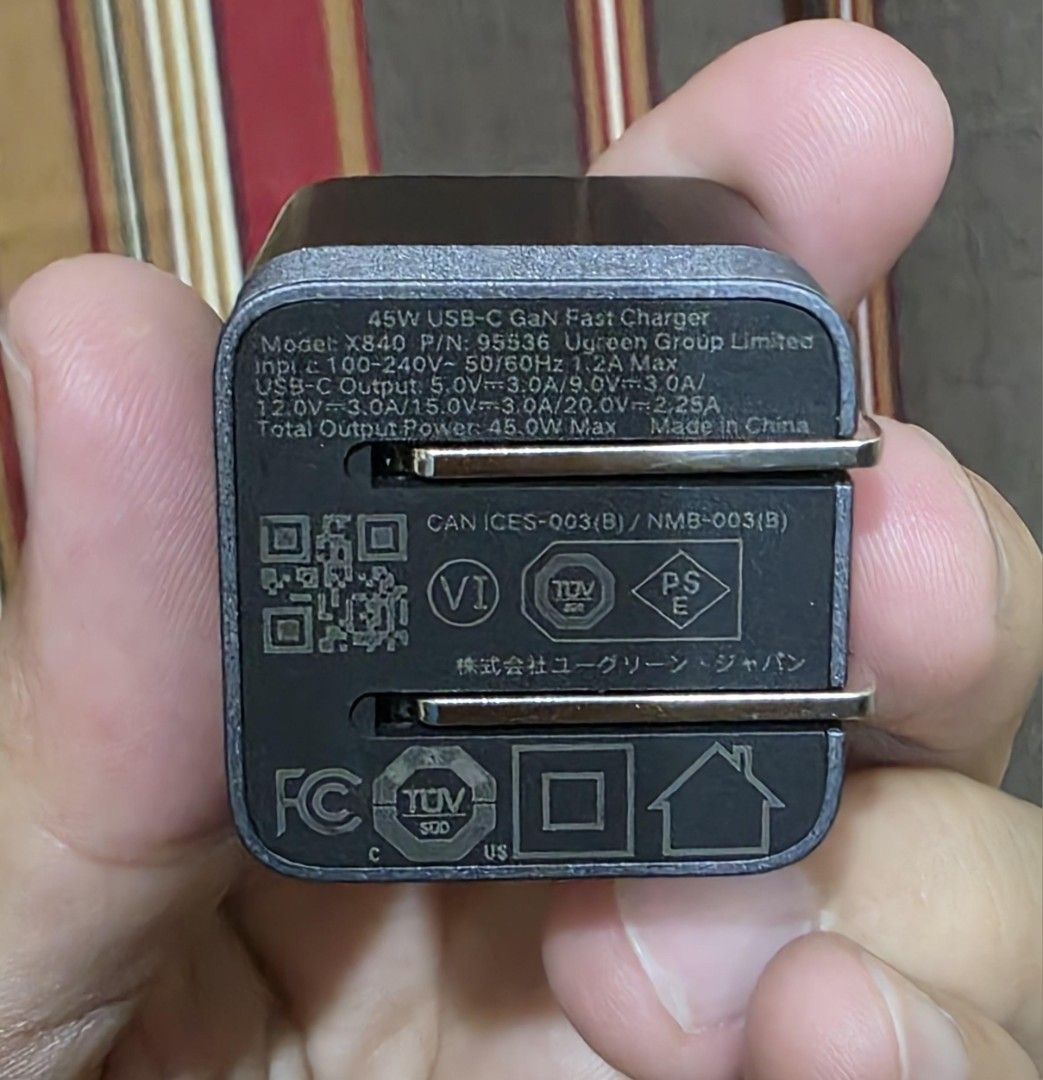 Ugreen Nexode Air 45 watts (Category: Chargers & Cables) located in Muntinlupa City. Submitted by gerald520 (Listing ID 1455243160, Image 3). Description: Nexode Air 45w GaN Fast Charger USB Type C Ultra-Compact AirPyra""eec Charge upto 500%*Faster Thermal Guard Safe&Reliable Foldable Plug Compatible with Android & iOS online shop: 600 pesos price price negotiable.
