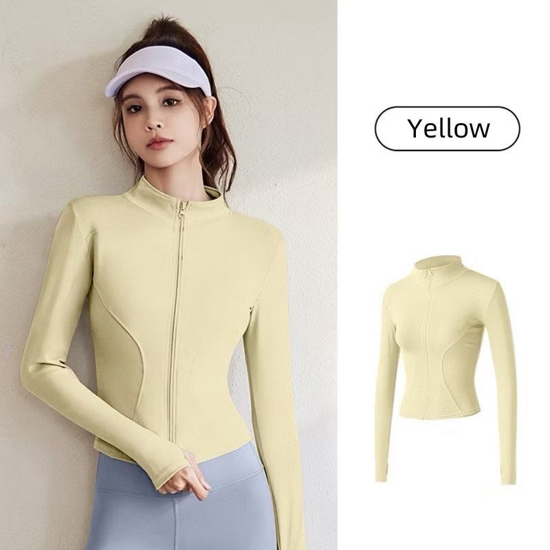 Yoga / Gym Activewear Jacket (Category: Activewear) located in Pasig City. Submitted by shopmystuff.p (Listing ID 1455245163, Image 1). Description: Butter Light yellow zip-up jacket Never used Size: L on tag but fits small to semi large .