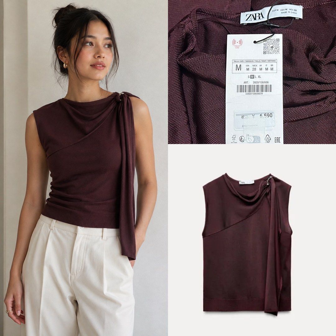 ZARA Knitted Top with Silver Detail (Category: Others Tops) located in Manila. Submitted by ccollection_ (Listing ID 1455290956, Image 1). Description: .