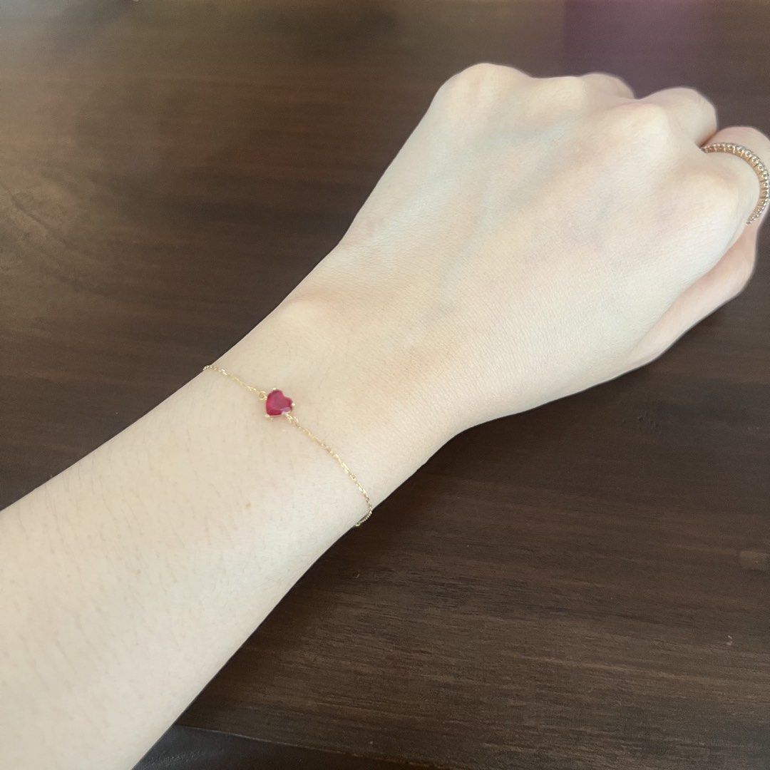 18k ruby heart bracelet (Category: Bracelets) located in Tagum. Submitted by shwzzzd (Listing ID 1455493758, Image 2). Description: 18K Gold Ruby Bracelet ❤️ Lab grown ruby 18k gold with marking ✨.