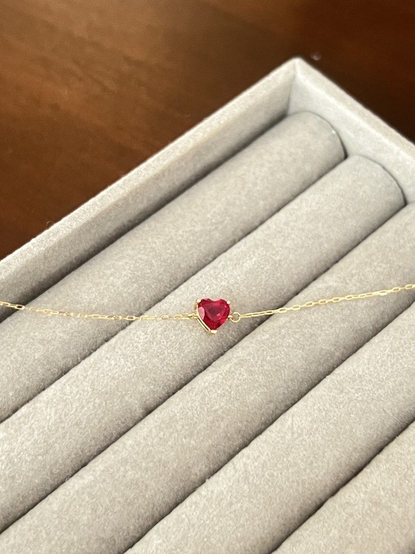 18k ruby heart bracelet (Category: Bracelets) located in Tagum. Submitted by shwzzzd (Listing ID 1455493758, Image 1). Description: 18K Gold Ruby Bracelet ❤️ Lab grown ruby 18k gold with marking ✨.