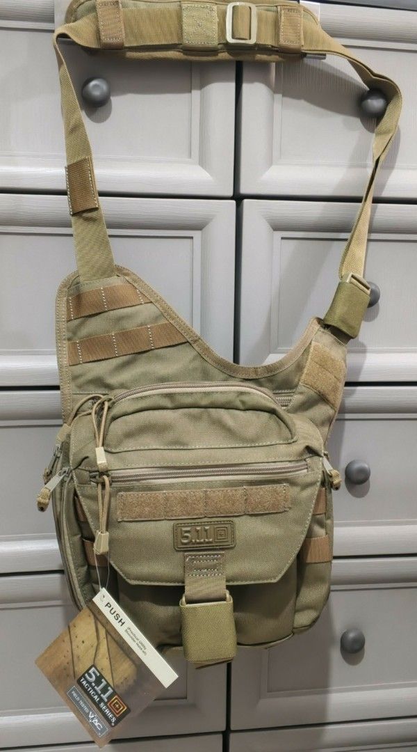 5.11 Tactical Push Pack Shoulder Bag Coyote (Category: Backpacks) located in Quezon City. Submitted by thirdeedimesiv (Listing ID 1455390782, Image 1). Description: - EDC EveryDay Carry BAG - Concealed Carry Weapon CCW ready - Durable 1000D nylon construction - Multiple specialized pockets: utility, top, BBS, knife, internal organizer - Zippered holster pocket - Flag and nametape holder - Web platform for attachments - Bottom lash points - Adjust
