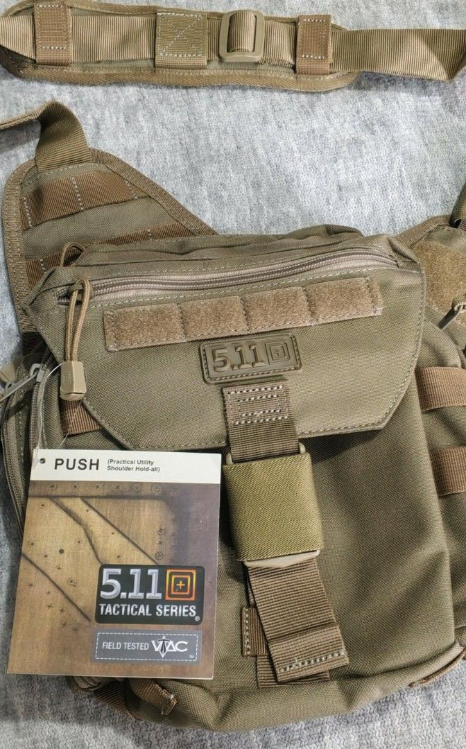5.11 Tactical Push Pack Shoulder Bag Coyote (Category: Backpacks) located in Quezon City. Submitted by thirdeedimesiv (Listing ID 1455390782, Image 3). Description: - EDC EveryDay Carry BAG - Concealed Carry Weapon CCW ready - Durable 1000D nylon construction - Multiple specialized pockets: utility, top, BBS, knife, internal organizer - Zippered holster pocket - Flag and nametape holder - Web platform for attachments - Bottom lash points - Adjust