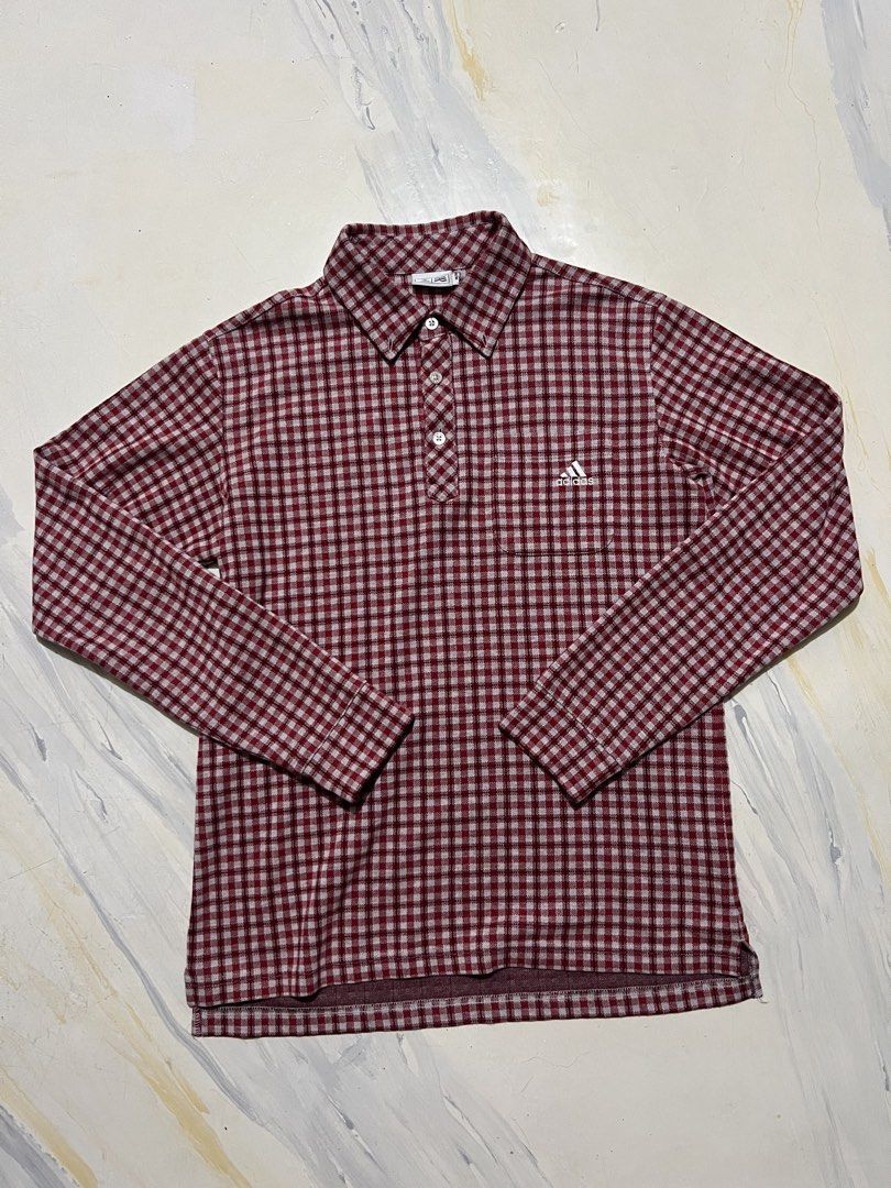 Adidas Long Sleeve Checked Polo Shirt (Category: Tshirts & Polo Shirts ) located in Manila. Submitted by shoptoji (Listing ID 1455439102, Image 2). Description: Size: M Dimensions: 20.5x26 Issue: Condition: 9.5/10 Courier: J&T, Lalamove Payment: Gcash ‼️manage your expectations, items are pre-loved‼️ .