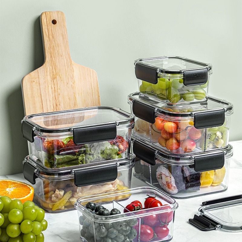 Airtight Food Container Refrigerator Tupperware Storage Kitchen Organizer Lunch box (Category: Food Organization & Storage) located in Manila. Submitted by winterbliss (Listing ID 1455446949, Image 2). Description: Color: Transparent, Black Materials: Plastic Size : - 800ML Plain - L:17.9 W:7 H:12.4 (cm) - 1000ML Plain - L:19.4 W:7.5 H:13.8 (cm) - 800ML With divider - L:17.9 W:7 H:12.4 (cm) - 1000ML With divider - L:19.4 W:7.5 H:13.8 (cm).