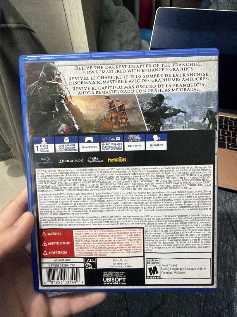 Assassin's Creed Rogue Remastered PS4 Blu-ray Disc (Category: PlayStation) located in Manila. Submitted by kirbed (Listing ID 1455366481, Image 2). Description: - Assassin's Creed Rogue Remastered for PlayStation 4 - Blu-ray disc version - Rated Mature 17+ - Includes original case and manual - Please check photos for the exact item you will receive.