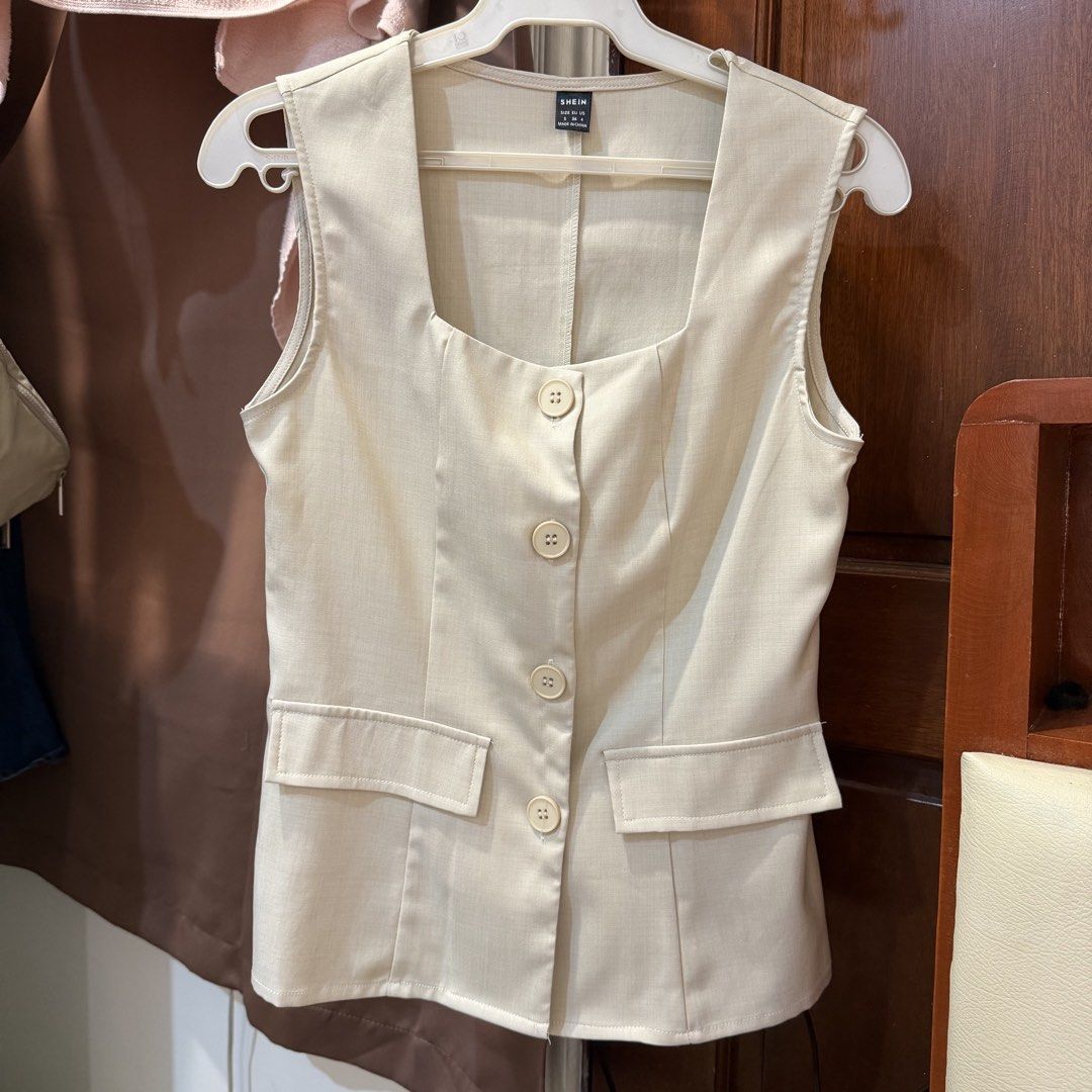 Beige Sleeveless Button Down (Category: Sleeveless) located in Binan City. Submitted by colormehappyph (Listing ID 1455484537, Image 2). Description: Used once for a photoshoot.