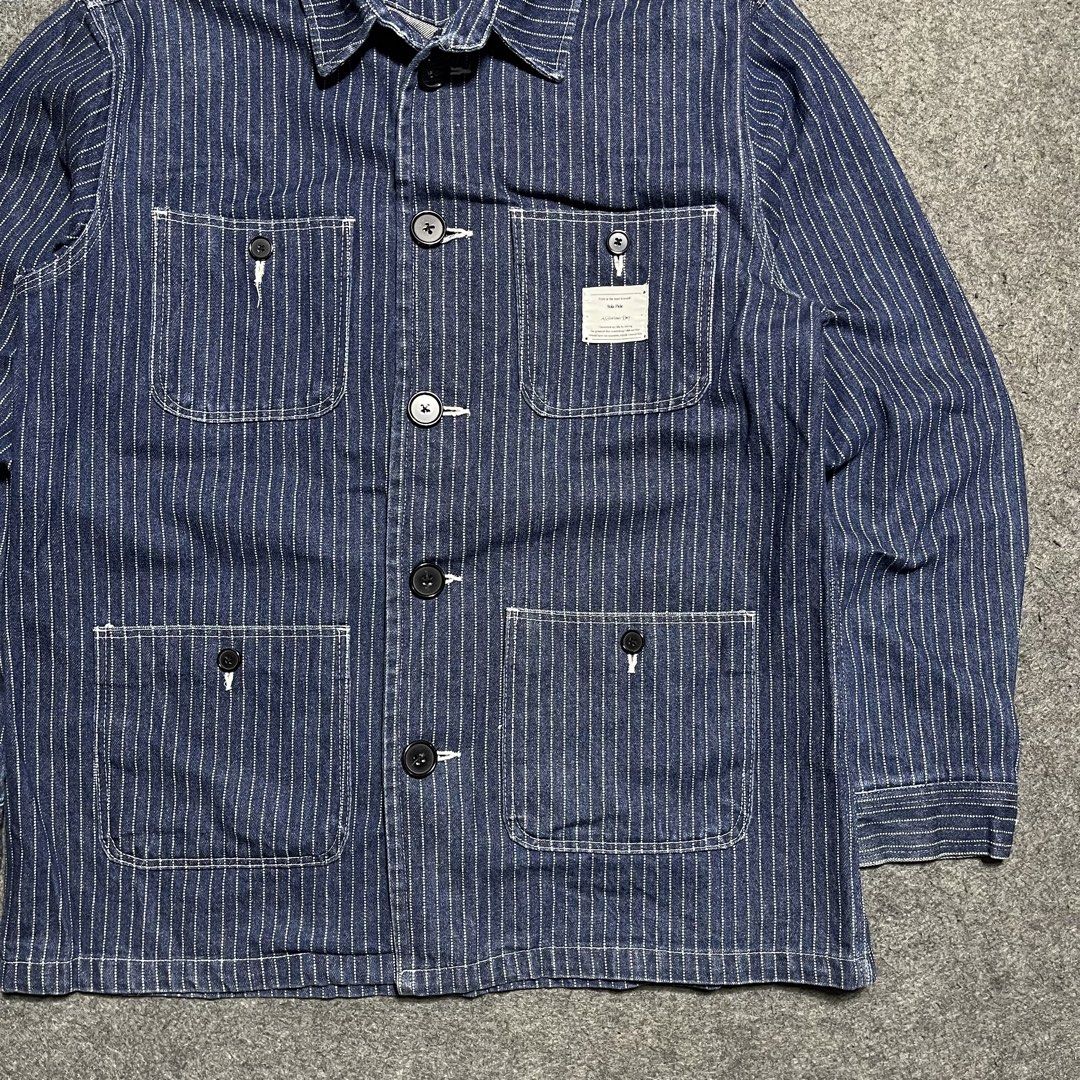 Blue Water Urban Garments Hickory Chore Jacket (Category: Coats, Jackets and Outerwear) located in Zamboanga. Submitted by rag_20 (Listing ID 1455489165, Image 3). Description: Blue Water Urban Garments Hickory Chore Jacket A sought-after piece of vintage-inspired workwear. It is heavily influenced by classic American railroad utility gear, Crafted from structural cotton denim. It features traditional vertical hickory stripes or a Wabash dotted-s