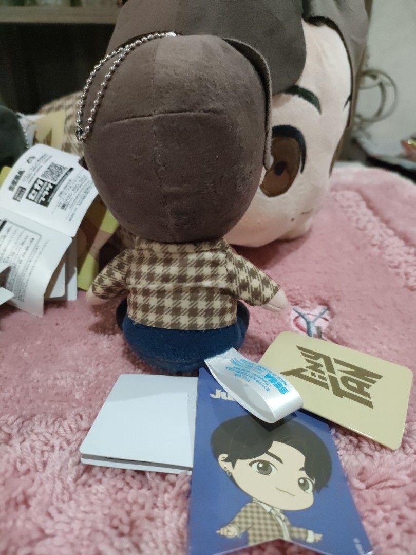 BTS JUNGKOOK Plush Toy with Tags (Category: Plushies & Soft Toys) located in Bulacan. Submitted by hunterherojapanjdm (Listing ID 1455400536, Image 2). Description: - Authentic BTS Jungkook plush toy - Original tags attached - Adorable brown and blue outfit - Comes with a keychain attachment - Must-have for any BTS fan (ARMY) -15cm Borahae! 💜.