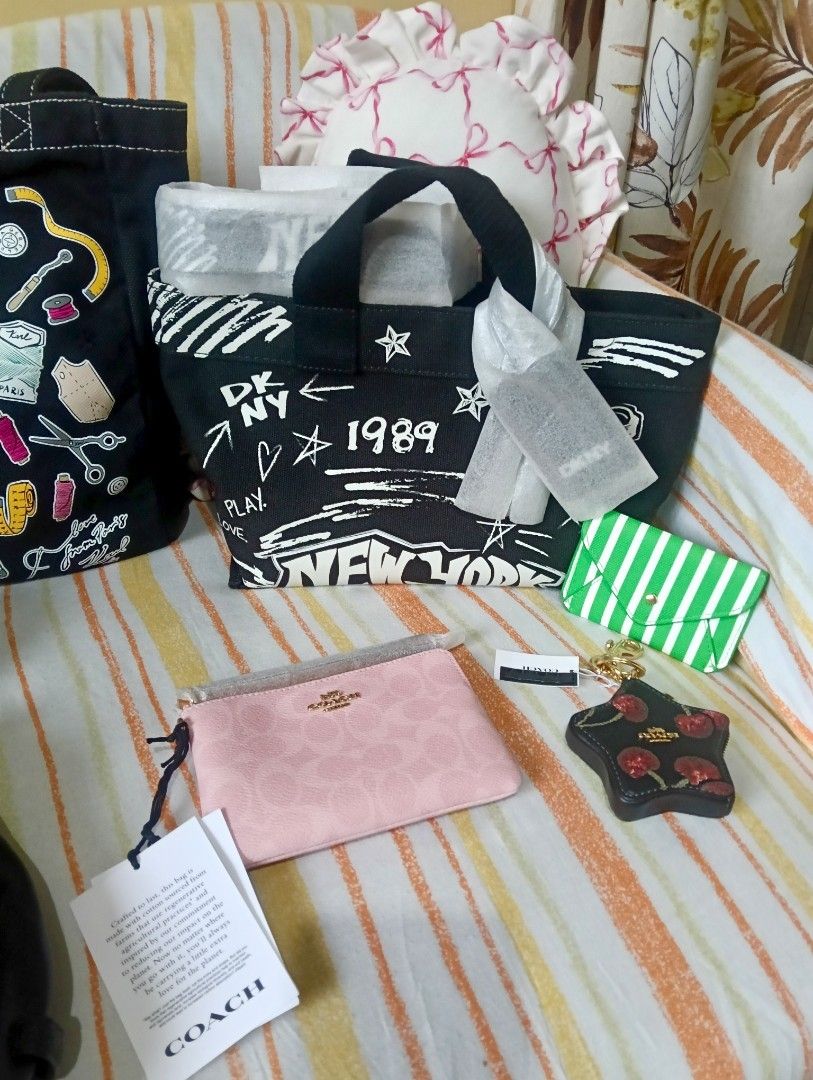bundle items (Category: Cross-body Bags) located in Bacoor. Submitted by clonion (Listing ID 1455356461, Image 2). Description: bundles consist of authentic items brand new coach wristlet brand new coach coin purse charm brand new dkny sling bag brand new nike mini backpack used once karl lagerfield tote bag radley london - used once and additional freebies.