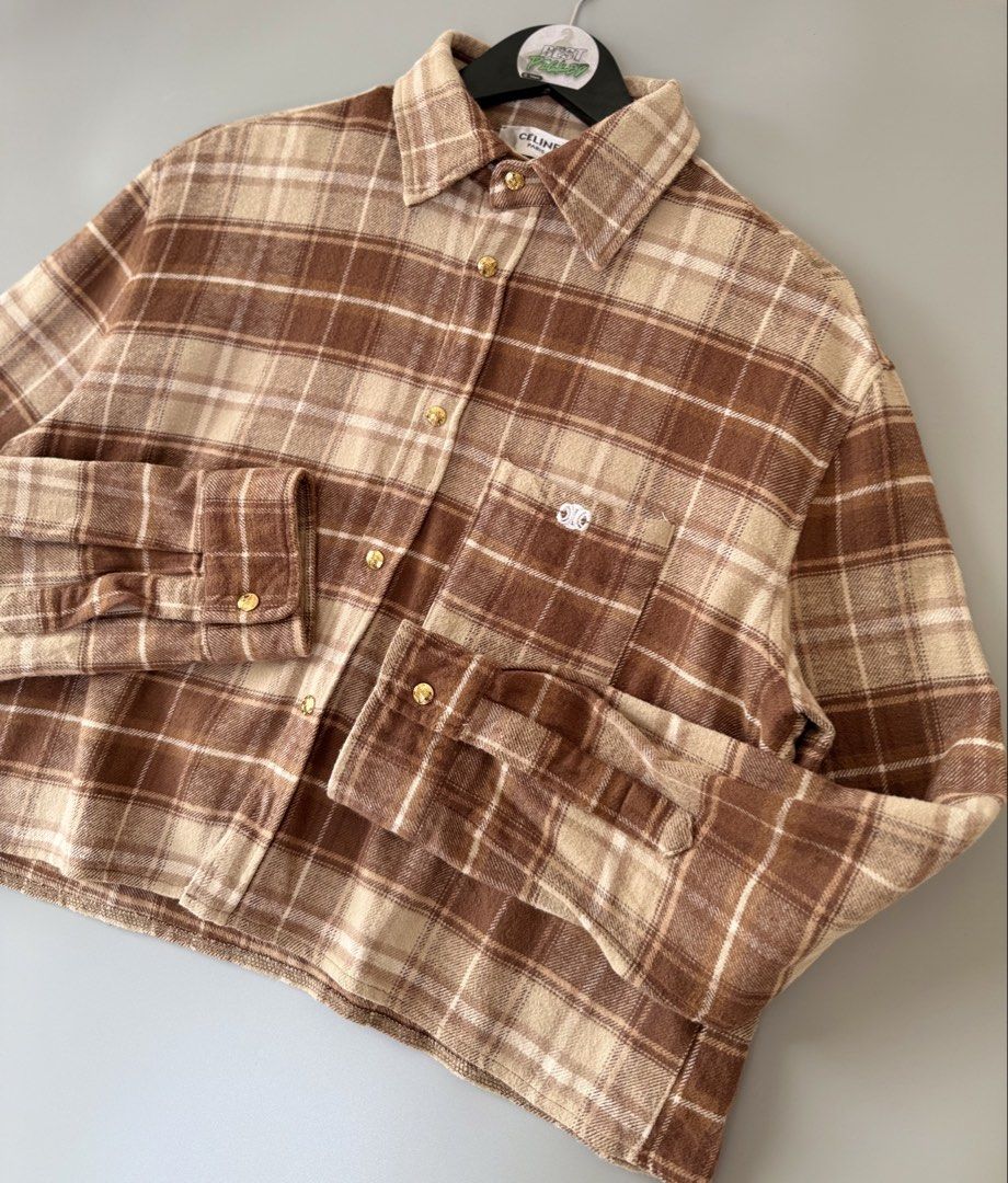 Celine paris flannel crop (Category: Coats, Jackets and Outerwear) located in Cebu City. Submitted by bestpicked (Listing ID 1455407750, Image 2). Description: Excellent condition Size small on tag Dimension 21x20 inches No issue Location- Cebu City We ship nationwide Mod payment - Bank transfer/Gcash.