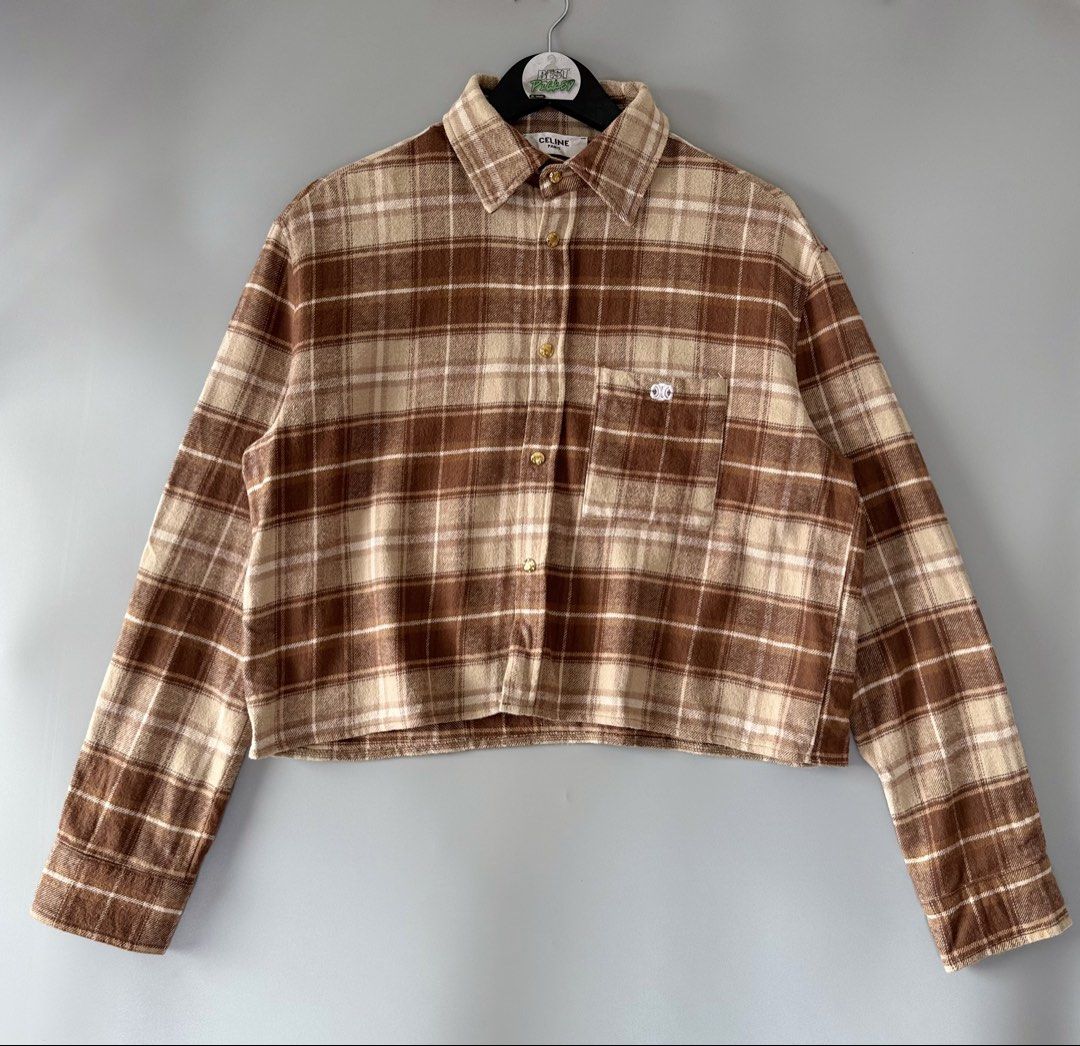 Celine paris flannel crop (Category: Coats, Jackets and Outerwear) located in Cebu City. Submitted by bestpicked (Listing ID 1455407750, Image 1). Description: Excellent condition Size small on tag Dimension 21x20 inches No issue Location- Cebu City We ship nationwide Mod payment - Bank transfer/Gcash.