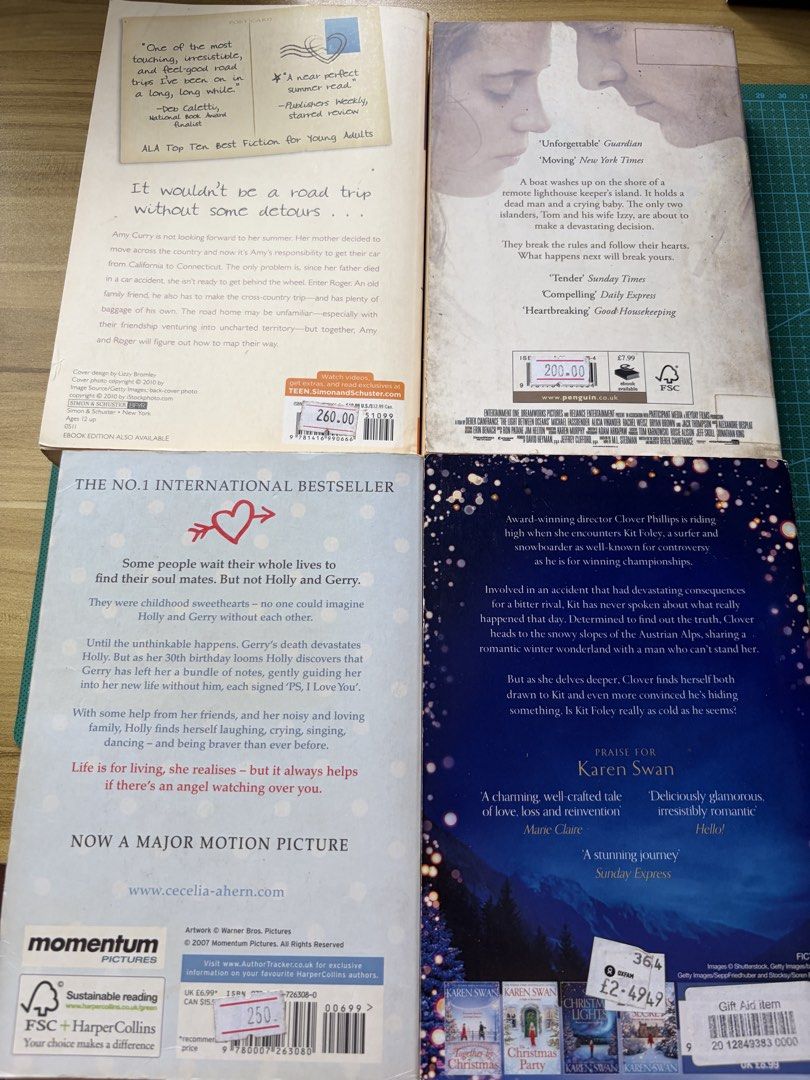 Classics Bundle (Category: Storybooks) located in Manila. Submitted by cairoscute (Listing ID 1455354140, Image 2). Description: SOLD AS SET ONLY!! Condition posted on pics. tanning, foxing, dirt,etc PS I LOVE YOU - Cecelia Ahern MIDNIGHT IN THE SNOW - Karen Swan THE LIGHT BETWEEN OCEANS - ML Stedman AMY AND ROGER’S EPIC DETOUR - Morgan Matson.