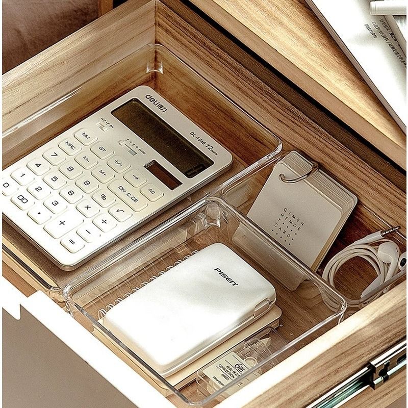 Clear Acrylic Bins Compartment Table Desk Drawer Organizer Storage (Category: Storage Boxes & Baskets) located in Manila. Submitted by winterbliss (Listing ID 1455434115, Image 1). Description: Color: Transparent Materials: Acrylic Size: - Square - Small : L:7.5 * W:7.5 * H:5.6 (cm) - Square - Large : L:15 * W:15 * H:5.6 (cm) - Rectangle - Small : L:15* W:7.5 * H:5.6 (cm) - Rectangle - Medium : L:23 * W:7.5 * H:5.6 (cm) - Rectangle - Small : L:23