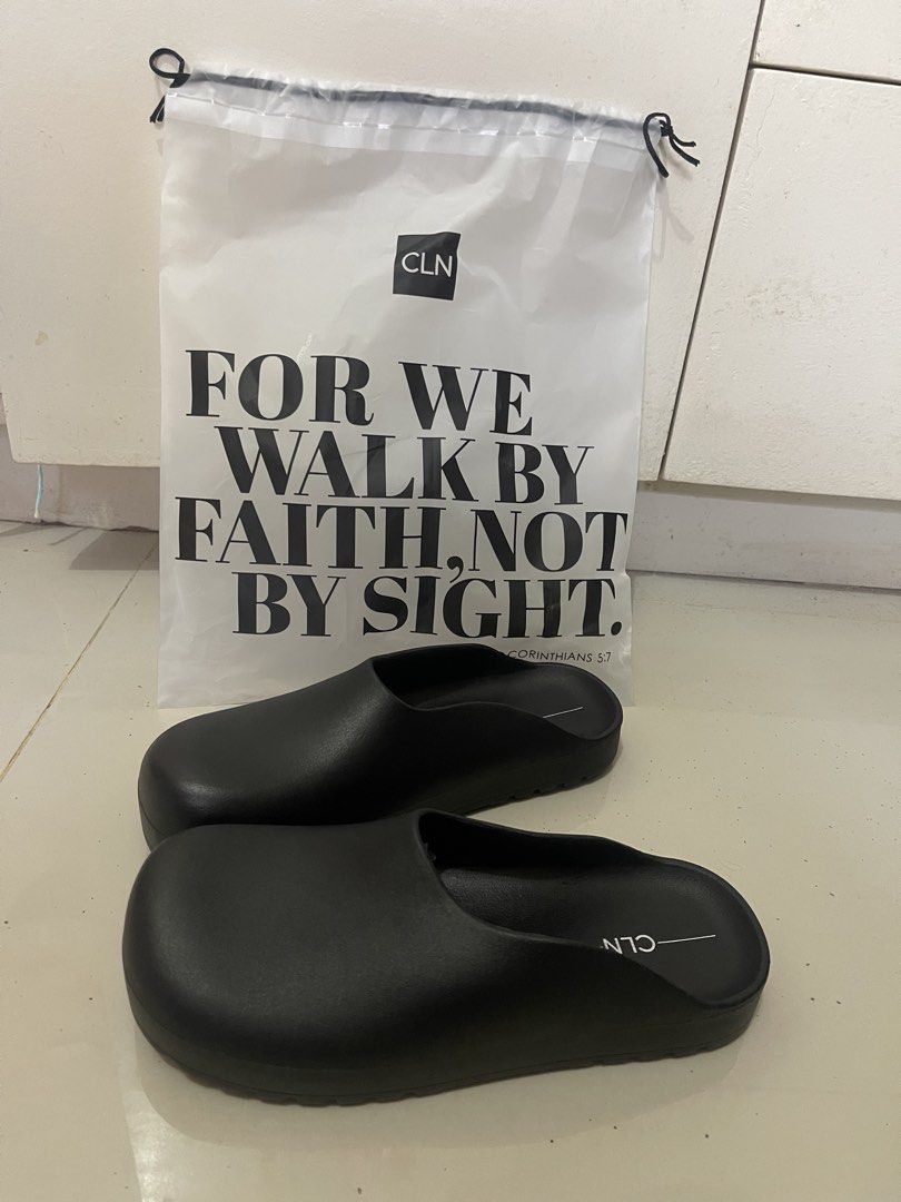 CLN Beatrice Mules Size 39 (Category: Slippers and slides) located in Los Banos. Submitted by CherishJ (Listing ID 1455378234, Image 3). Description: - Black CLN slides - Includes original CLN dust bag - Dust bag features Bible verse: 'For we walk by faith, not by sight.' 2 Corinthians 5:7 - Easy slip-on design - Ideal for casual wear Black Size 39 Brandnew Reason for selling: bought wrong size Plus shipping fee ₱75 NCR ₱105 Luzon .