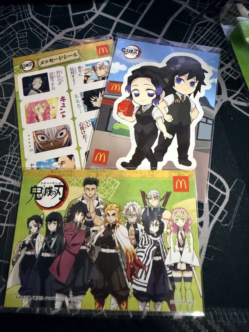 Demon Slayer Mcdo Sticker (SET OF 5) (Category: Character Goods) located in Marikina City. Submitted by karacojp (Listing ID 1455481291, Image 2). Description: SOLD AS SET OF 5..