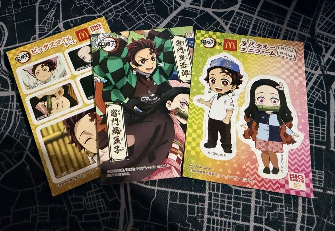 Demon Slayer Mcdo Sticker (SET OF 5) (Category: Character Goods) located in Marikina City. Submitted by karacojp (Listing ID 1455481291, Image 3). Description: SOLD AS SET OF 5..