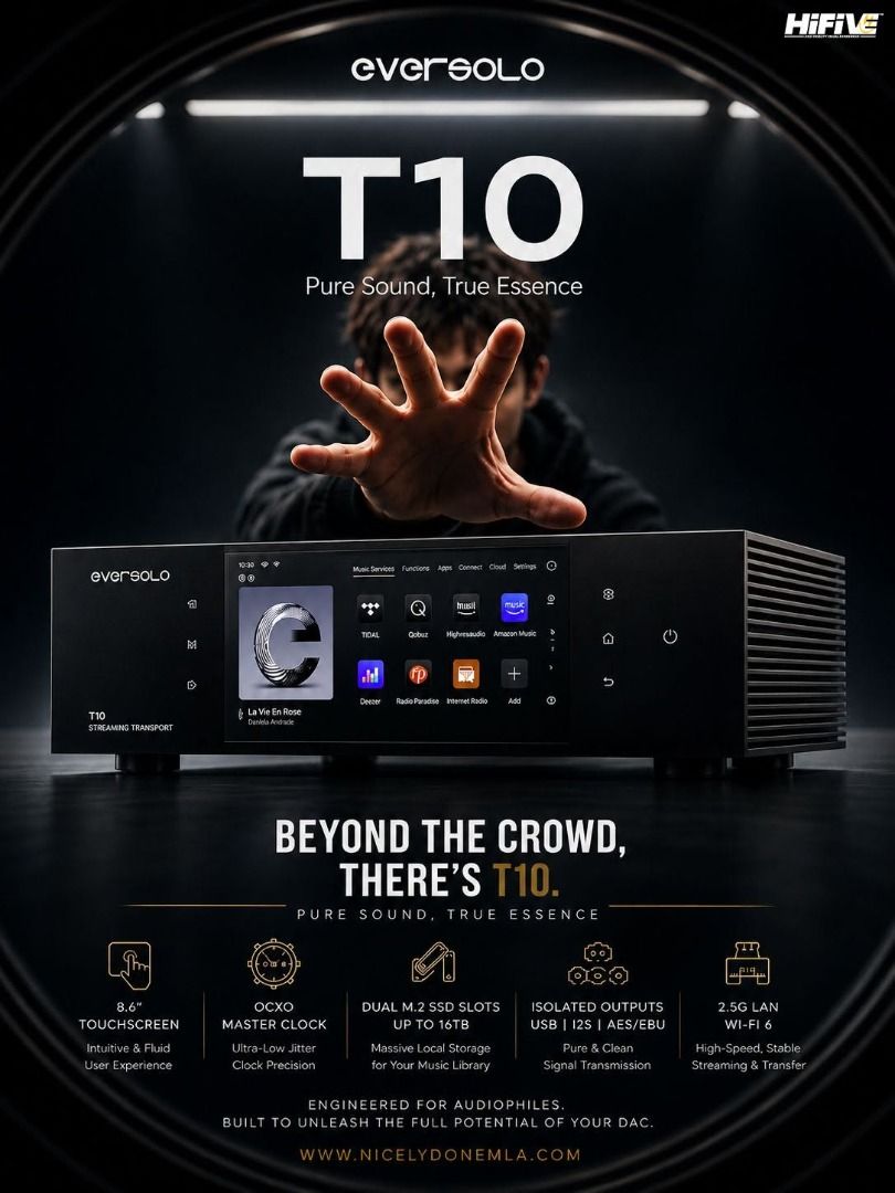 EVERSOLO T10 (Category: Soundbars, Speakers & Amplifiers) located in Quezon City. Submitted by hifivebynicelydone (Listing ID 1455381426, Image 1). Description: BEYOND THE CROWD. THERE'S EVERSOLO T10. Meet the Eversolo T10—a flagship streaming transport engineered to unlock the full potential of your external DAC. Built with precision, speed, and exceptional signal integrity, the T10 is the perfect digital source for serious Hi-Fi enthusiasts. Wh