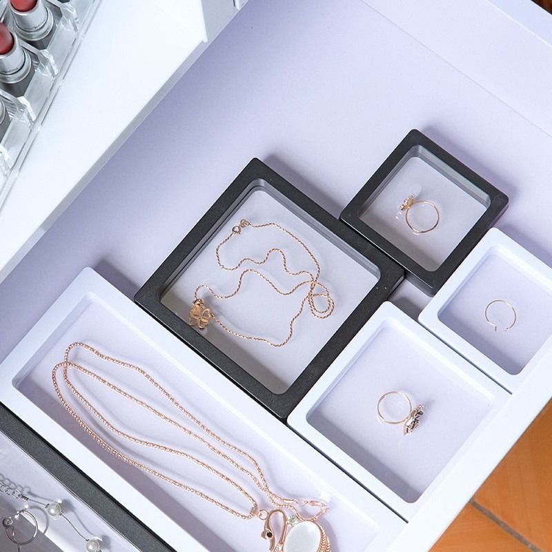 Floating Display Boxes for Collectibles & Jewelry (Category: Storage Boxes & Baskets) located in Manila. Submitted by winterbliss (Listing ID 1455450338, Image 2). Description: Package include: 1 pc jewelry holder Materials: PE Color: White, Black Sizes: -7x7cm -9x9cm -11x11cm -14x14cm -18x18cm -23x9cm.