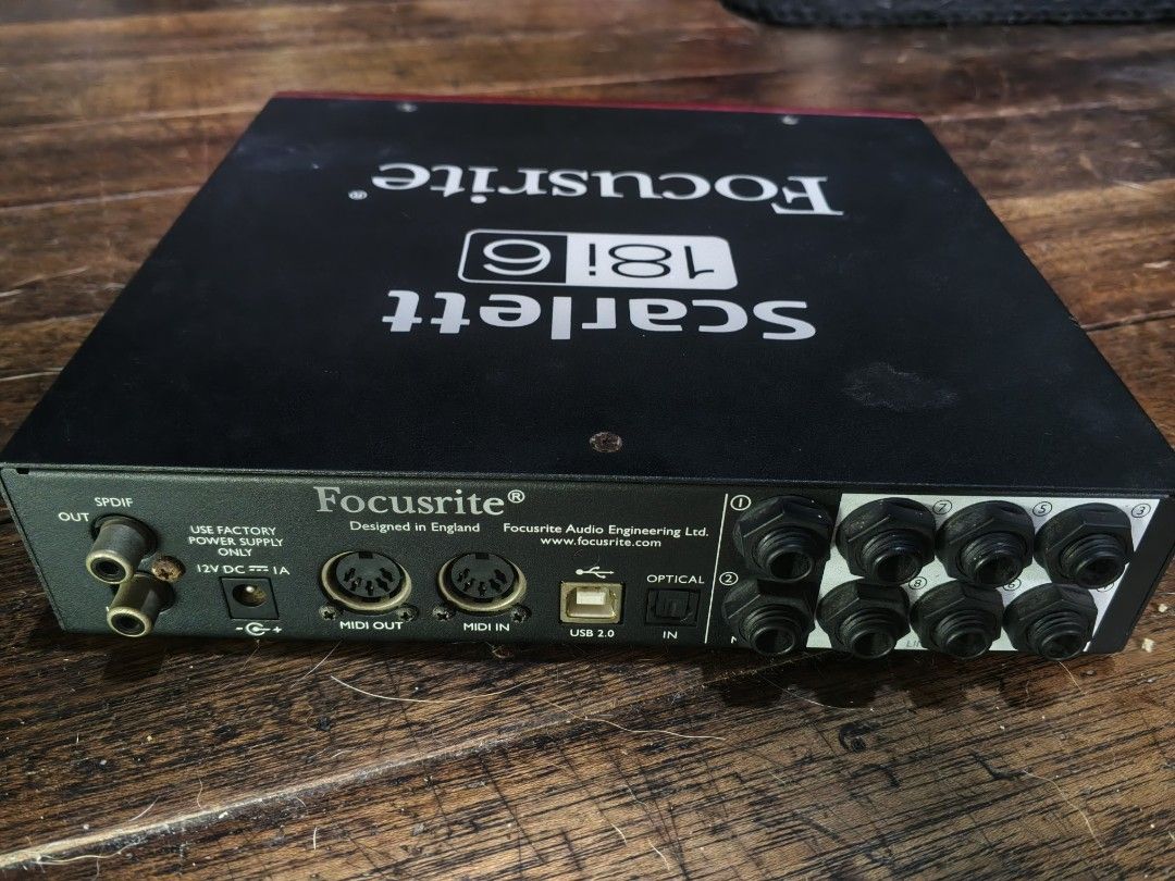 Focusrite Scarlett 18i6 USB Audio Interface (Category: Other Audio Equipment) located in Manila. Submitted by retroactive_items (Listing ID 1455403891, Image 3). Description: Defective. Unit only. For parts & repair. No Cable. No power supply. Selling "As is,where is" condition. Kayo na mag pagawa. Never been opened or repaired. Research for specs. History: used during pandemic, tagal di nagamit, tested recently, Power on: ok, di na madetect ng P
