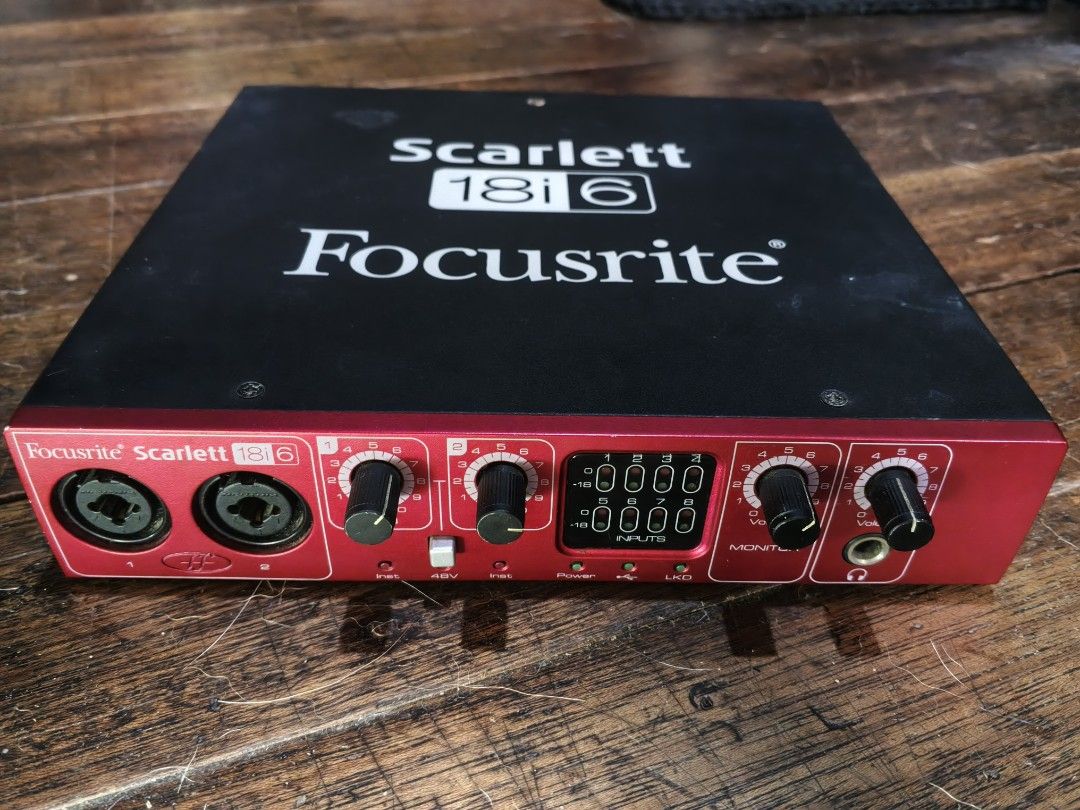 Focusrite Scarlett 18i6 USB Audio Interface (Category: Other Audio Equipment) located in Manila. Submitted by retroactive_items (Listing ID 1455403891, Image 2). Description: Defective. Unit only. For parts & repair. No Cable. No power supply. Selling "As is,where is" condition. Kayo na mag pagawa. Never been opened or repaired. Research for specs. History: used during pandemic, tagal di nagamit, tested recently, Power on: ok, di na madetect ng P