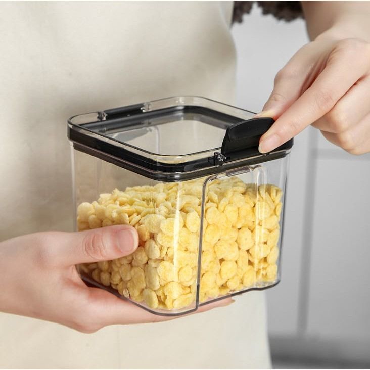 Food Container Storage Sealed Jar Air tight Tupperware (Category: Food Organization & Storage) located in Manila. Submitted by winterbliss (Listing ID 1455447479, Image 2). Description: Available colors: Black, white Sizes: - 460ml - 700ml - 1300ml - 1800ml.