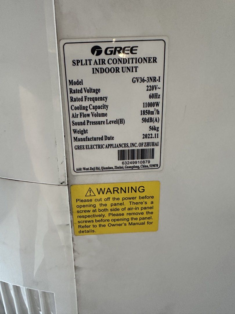 Gree Split Air Conditioner Indoor Unit GV36-3NR-I (Category: Air Conditioning and Heating) located in Paranaque City. Submitted by rajputfaizan55 (Listing ID 1455330866, Image 2). Description: - Gree floor mountain eco friendly power saving .