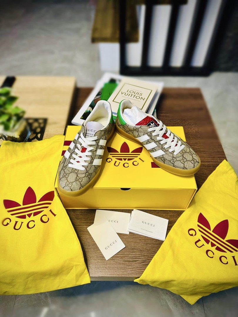 Gucci X Adidas (Category: Sneakers) located in Calamba. Submitted by d_curated_market_17 (Listing ID 1455405030, Image 1). Description: Gucci X Adidas Used ONCE ONLY Size womens 5.5US/4UK/225JPN COMPLETE .