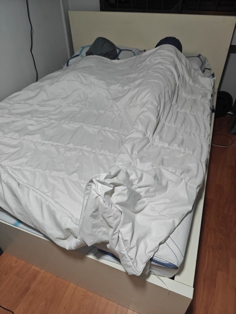 Ikea Malm Bedframe (Category: Bed Frames & Mattresses) located in Singapore. Submitted by chris440 (Listing ID 1455485708, Image 1). Description: White Ikea Malm Bedframe Comes with 4 Storage drawers Negotiable!! Pick up n delivery by buyer will be dismantled for you Pm for more info!.
