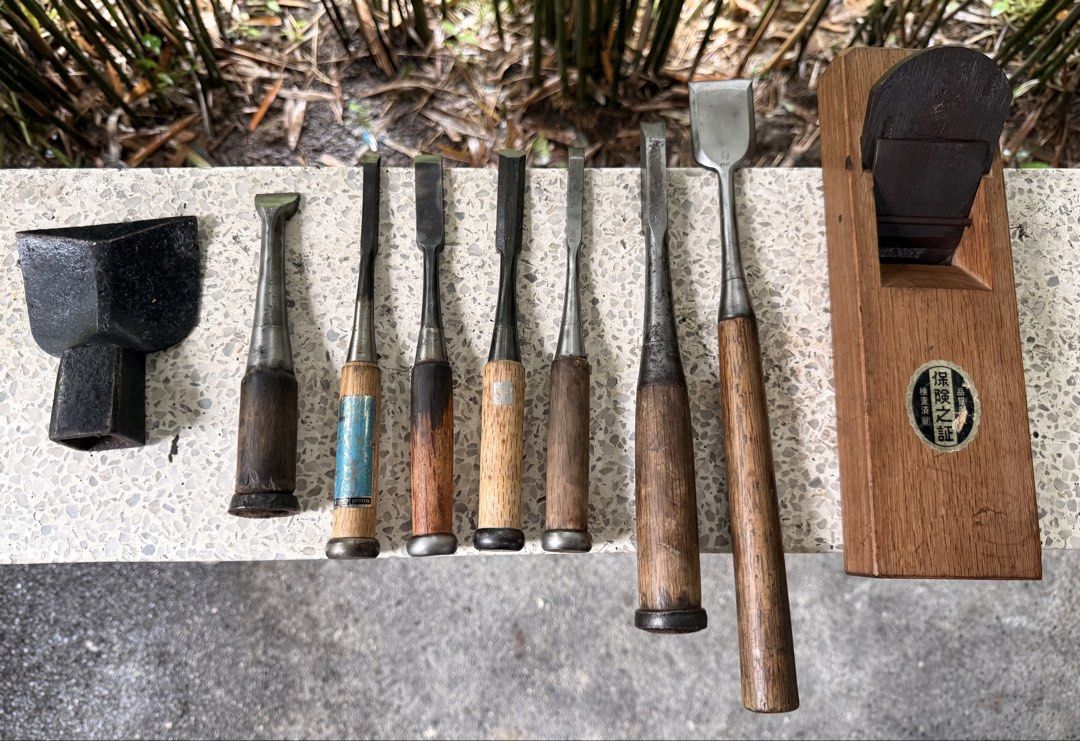 Japanese Wood Chisel (Nomi) (Category: Home Improvement Tools & Accessories) located in Calamba. Submitted by transitory (Listing ID 1455425417, Image 1). Description: For Sale 7 assorted sizes japanese nomi (wood chisel) plus 1 japanese chōna (adze blade) and manual wood plane Most items with Kanji (markings) Set for sale at ₱2,700 J&T or Lalamove c/o buyer Calamba,Laguna location Pm or contact 09165870869 Salamat.
