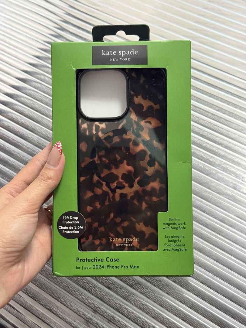Kate Spade Tortoise Shell Case for 16 Pro Max (Category: Cases & Sleeves) located in Quezon City. Submitted by eliii711 (Listing ID 1455391986, Image 1). Description: Guaranteed authentic, with box. Has hairline scratches due to everyday usage. Slightly negotiable. Loc: Fairview, QC.