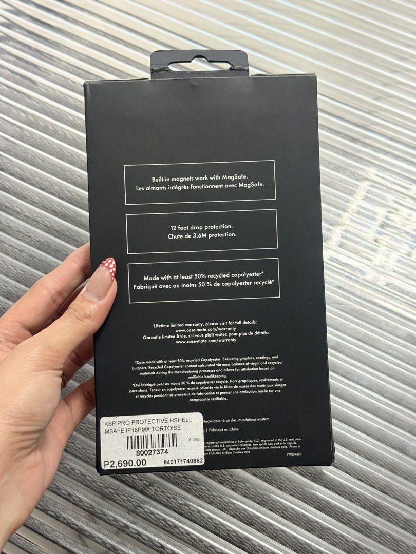 Kate Spade Tortoise Shell Case for 16 Pro Max (Category: Cases & Sleeves) located in Quezon City. Submitted by eliii711 (Listing ID 1455391986, Image 2). Description: Guaranteed authentic, with box. Has hairline scratches due to everyday usage. Slightly negotiable. Loc: Fairview, QC.