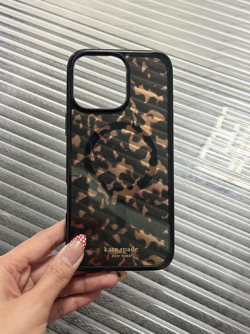 Kate Spade Tortoise Shell Case for 16 Pro Max (Category: Cases & Sleeves) located in Quezon City. Submitted by eliii711 (Listing ID 1455391986, Image 3). Description: Guaranteed authentic, with box. Has hairline scratches due to everyday usage. Slightly negotiable. Loc: Fairview, QC.
