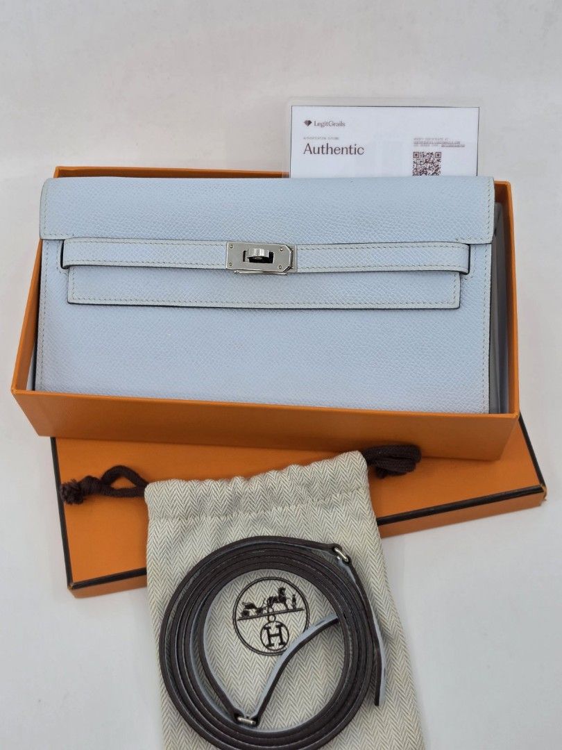 KTG kelly wallet to go (Category: Luxury Bags & Wallets) located in Quezon City. Submitted by nadine_miel (Listing ID 1455441119, Image 1). Description: Kelly to go epsom leather Blue Brume| Palladium Hardware full set with legit grails cert 340k.
