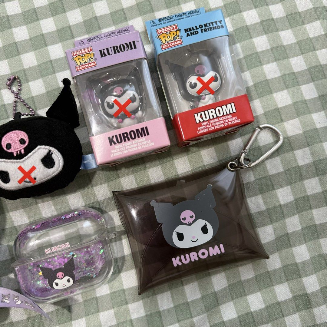 Kuromi Bundle (Category: Plushies & Soft Toys) located in Makati City. Submitted by insdumpy (Listing ID 1454785279, Image 3). Description: Downsizing my Kuromi collection 🤓 • Kuromi Mocchi-Mocchi- Plush Charm (rare), 600 • Kuromi (Head) Stress Ball Plush Charm, 150 (SOLD) • Kuromi Pocket POP! Keychain, 200 each / 380 bundle (SOLD) • Kuromi AirPods 3 Case, 400 • Kuromi Card Holder (Donki Japan), 50 TAKE ALL REMAINING FOR 900 📍 Loc: BGC/Cavite �