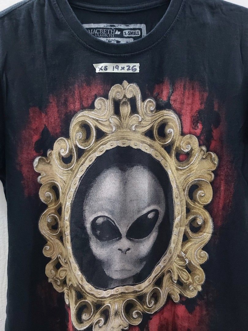 Macbeth Tom D Alien Tee (Category: Tshirts & Polo Shirts ) located in Mandaluyong City. Submitted by fun_demonium (Listing ID 1455469086, Image 2). Description: About: - Brand: Macbeth - XS (19 x 26 inches) - No issues - Personally owned / Not thrifted. - RFS: Decluttering Payment: - Gcash / Maya / Maribank Shipment: (c/o buyer) - Lalamove / Gogoexpress / J&T.