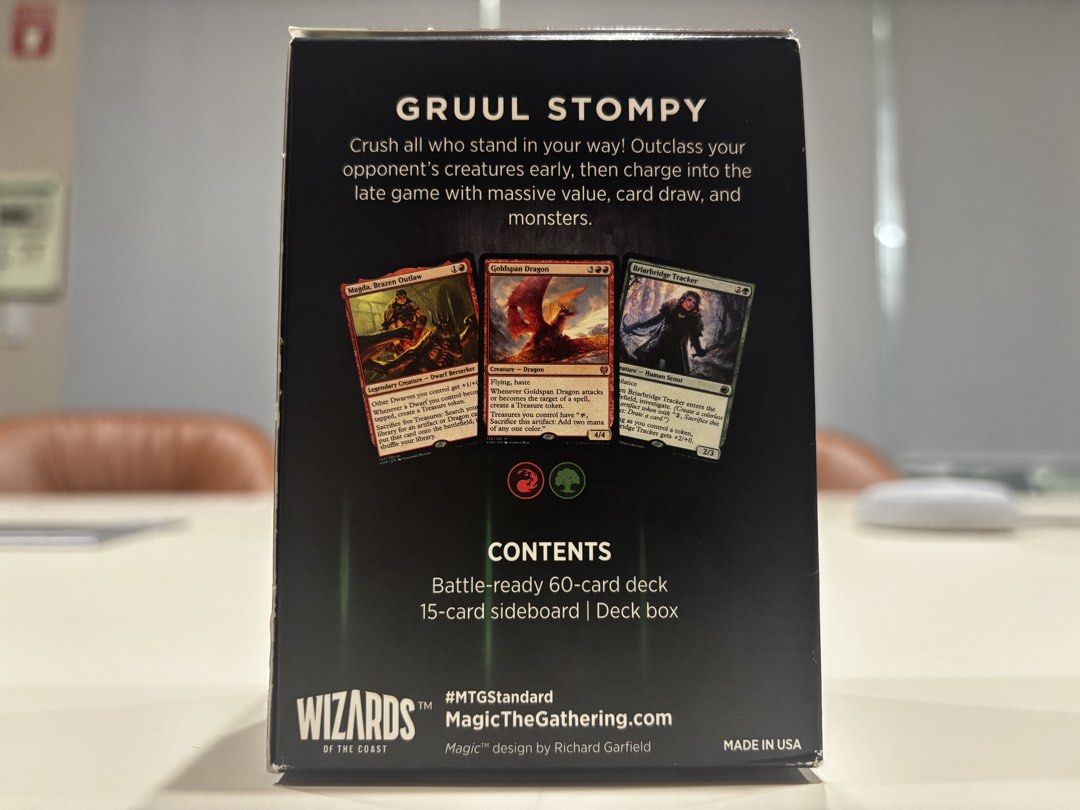 Magic: The Gathering - Gruul Stompy Challenger Deck (Category: Card Packs) located in Angono. Submitted by francisdb (Listing ID 1455495698, Image 2). Description: Magic: The Gathering - Gruul Stompy Challenger Deck (SEALED) - Designed for Standard play - Battle-ready 60-card deck with a 15-card sideboard - Features aggressive Gruul (Red/Green) strategy - Unleash powerful creatures and overwhelm opponents - Recommended for ages 13 and up.