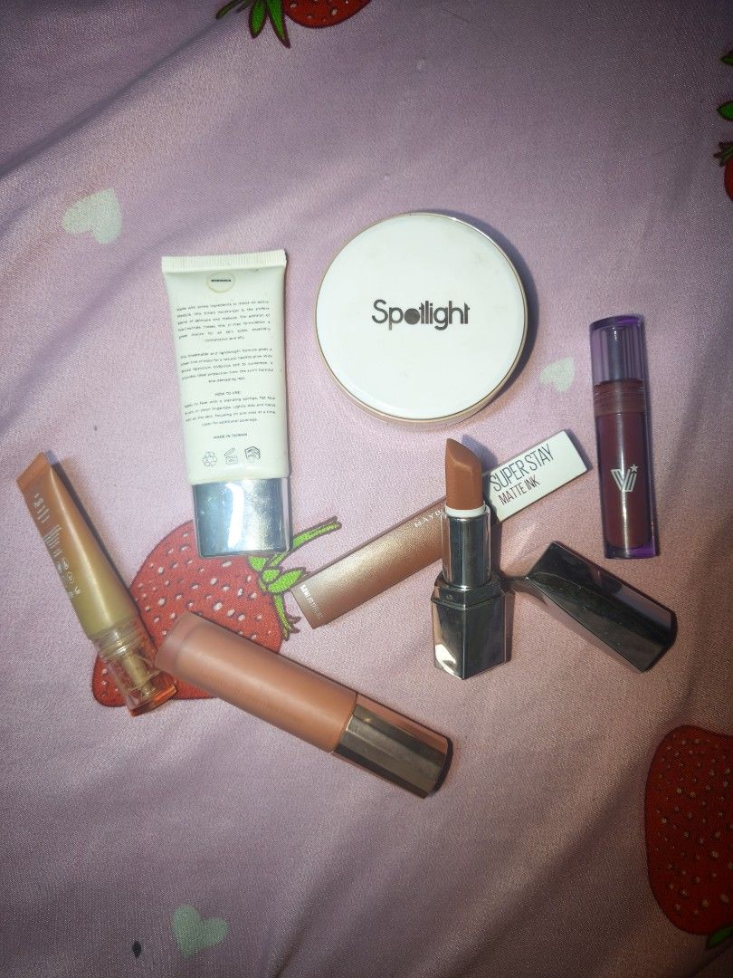 Makeup Bundle ( Issy, Colourette, Vice, EB, Maybelline, GRWM) (Category: Makeup) located in Manila. Submitted by letthingsgo_ (Listing ID 1455370357, Image 2). Description: RFS: Gusto ko lang mag declutter 🥹🥹 GRWM Lychee 80% left Careline Game changer 90%left Maybelline Amazonian Idk hm left since opaque yung container but marami pa Spotlight Dewy Almond Once used pero medj natuyo siya Colourette Puerto 20% left Issy Skin Tint Sienna 15% left.