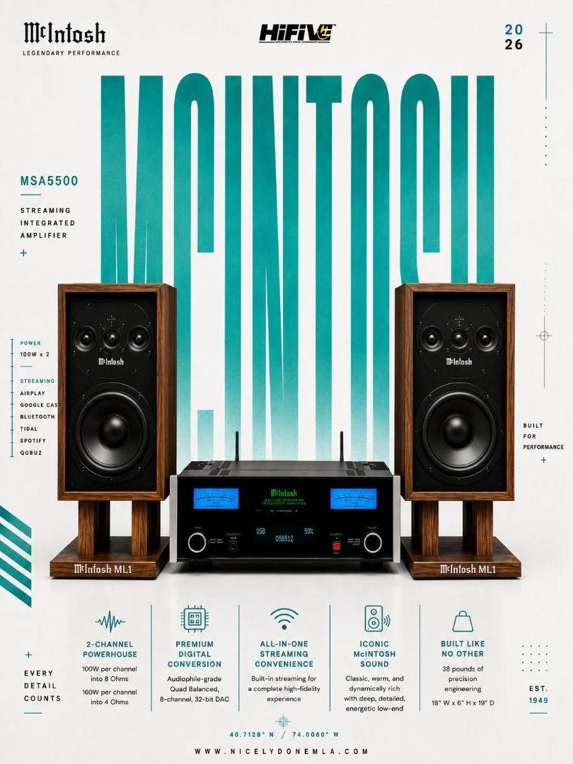MCINTOSH MSA5500 (Category: Soundbars, Speakers & Amplifiers) located in Quezon City. Submitted by hifivebynicelydone (Listing ID 1455382348, Image 3). Description: 🖤 LEGENDARY McINTOSH. BUILT FOR TODAY. 🎶 Meet the McIntosh MSA5500 Streaming Integrated Amplifier — a powerhouse that brings legendary McIntosh sound and modern streaming convenience into one beautifully engineered unit. � With 100W × 2 into 8Ω and 160W × 2 into 4Ω, the MSA5500 has 