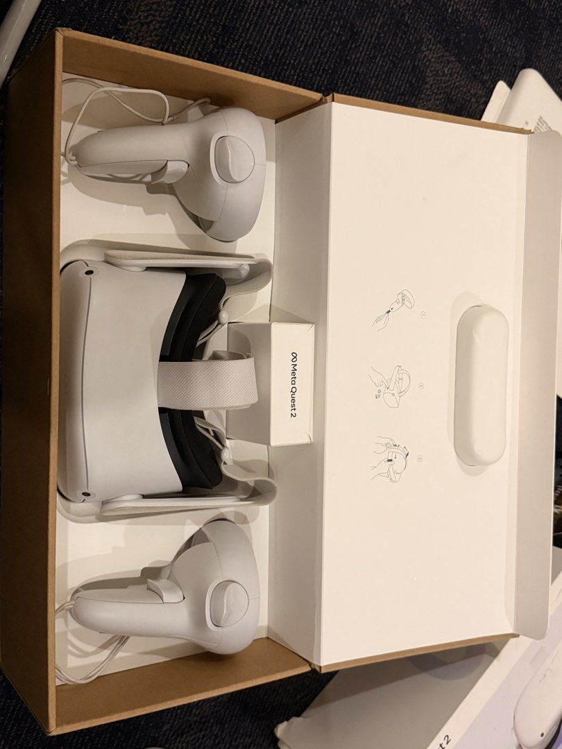 Meta quest 2 128 gb (Category: Other Gadgets) located in Manila. Submitted by nitozo (Listing ID 1455483841, Image 3). Description: Meta Quest 2 128GB in good working condition. Everything functions properly and the headset has been well taken care of. It has clear lenses and is ready to use. The only issue is that the original box has a major tears, The headset, controllers, and other accessories are in good condition. (Straps are yellowing, giv