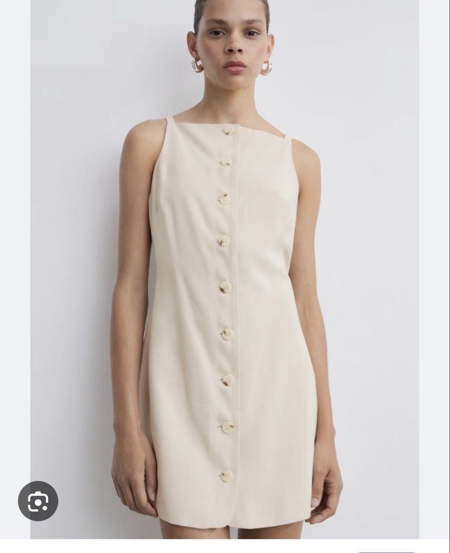 MNG Beige Button-Front Sleeveless Dress (Category: Dresses) located in Davao. Submitted by _casells (Listing ID 1451181843, Image 3). Description: - Cute beige dress from MNG - Sleeveless design - Button-front detail - Square neckline -Used twice 😅.