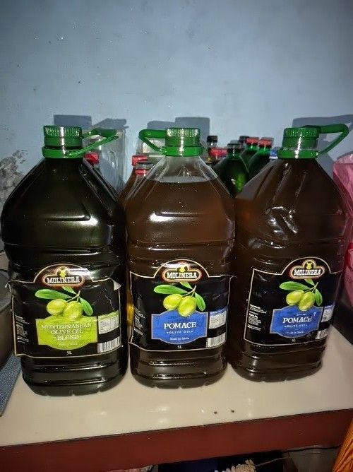 Molinera Pomace Olive Oil 5 liters (Category: Health Food, Drinks & Tonics) located in Manila. Submitted by oxfiscl (Listing ID 1455341663, Image 1). Description: MOLINERA POMACE 5 LITERS OLOVE OIL - Each gallon is 5 liters - Made in Spain - Ideal for cooking and everyday use - Sealed and nlt expired.