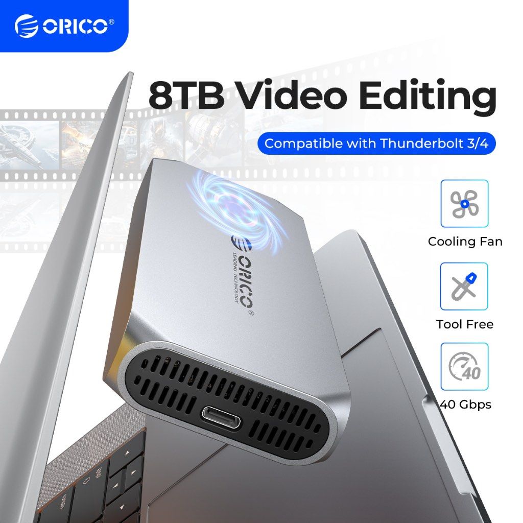 ORICO USB4 M.2 NVME SSD Enclosure (Category: Computer Parts) located in Manila. Submitted by hsahdin (Listing ID 1455404903, Image 2). Description: - ORICO USB4 M.2 NVMe SSD Enclosure - Supports up to 8TB capacity - Compatible with Thunderbolt 3/4 - High-speed data transfer up to 40 Gbps - Integrated cooling fan for optimal performance - Tool-free installation for easy setup Used with care. 100% functional. SSD in photo is for reference only..