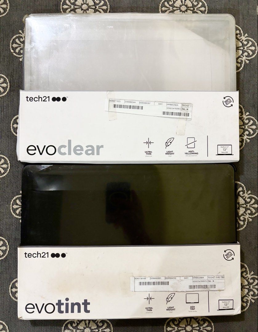 ORIGINAL TECH21 EVO TINT / CLEAR FOR MACBOOK AIR & PRO 13” (Category: Cases & Sleeves) located in Manila. Submitted by ar_aguas08 (Listing ID 1455498455, Image 1). Description: AMZ PULLED OUT PASSED AS BRAND NEW WITH CASE PROTECTOR INTACT WITH PRICE TAG FOR MACBOOK AIR & PRO 13” CLEAR AND TINTED AVAILABLE LALAMOVE OR JNT LAS PIÑAS LOCATION .