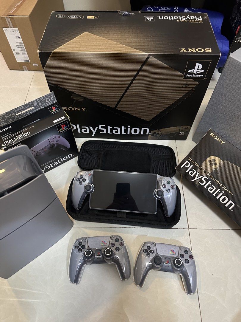 PS5 slim with ps portal 30th anniversary (Category: PlayStation) located in Manila. Submitted by rainjastin67373 (Listing ID 1455407308, Image 1). Description: 🎮 **FOR SALE — PLAYSTATION 5 30TH ANNIVERSARY SET** 🎮 Complete set / collectors’ item — sulit for PlayStation fans and collectors! 📦 **INCLUSIONS:** • PS5 30th Anniversary Edition **with receipt** • **2× 30th Anniversary DualSense controllers** • PlayStation Portal • Original boxes • Ot