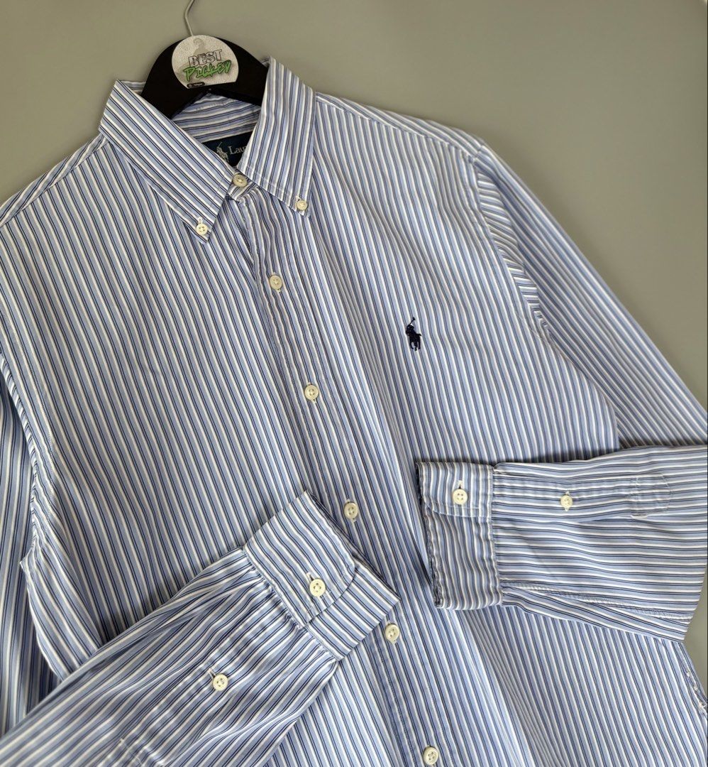 Ralph Lauren stripe (Category: Formal Shirts) located in Cebu City. Submitted by bestpicked (Listing ID 1455405015, Image 3). Description: Authentic Excellent condition Size small on tag Dimension 20x28-29 inches No issue Location- Cebu City We ship nationwide Mod payment - Bank transfer/Gcash.