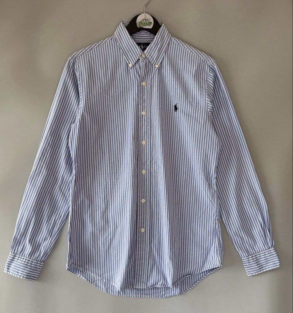 Ralph Lauren stripe (Category: Formal Shirts) located in Cebu City. Submitted by bestpicked (Listing ID 1455405015, Image 1). Description: Authentic Excellent condition Size small on tag Dimension 20x28-29 inches No issue Location- Cebu City We ship nationwide Mod payment - Bank transfer/Gcash.