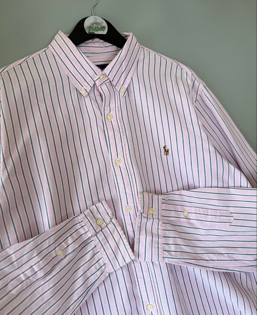 Ralph Lauren stripe oxford (Category: Formal Shirts) located in Cebu City. Submitted by bestpicked (Listing ID 1455402554, Image 3). Description: Authentic Excellent condition Size XL on tag Dimension 24x28-29 inches Washable dot stain Location- Cebu City We ship nationwide Mod payment - Bank transfer/Gcash.
