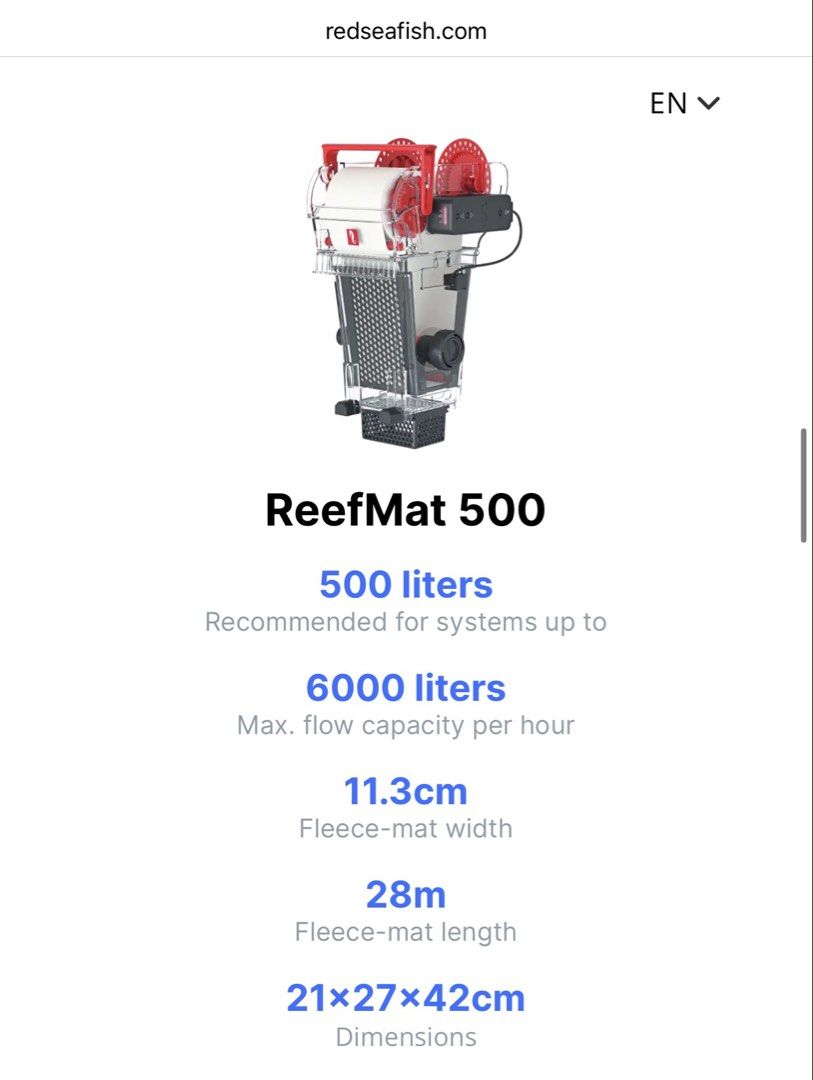 Reefmat 500 (Category: Everything Else) located in Singapore. Submitted by cheap_lelong (Listing ID 1455469721, Image 2). Description: Retail at $630 https://youtu.be/B0QVjsOy_VE Letting go cheaper to clear space. No warranty. .